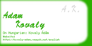 adam kovaly business card